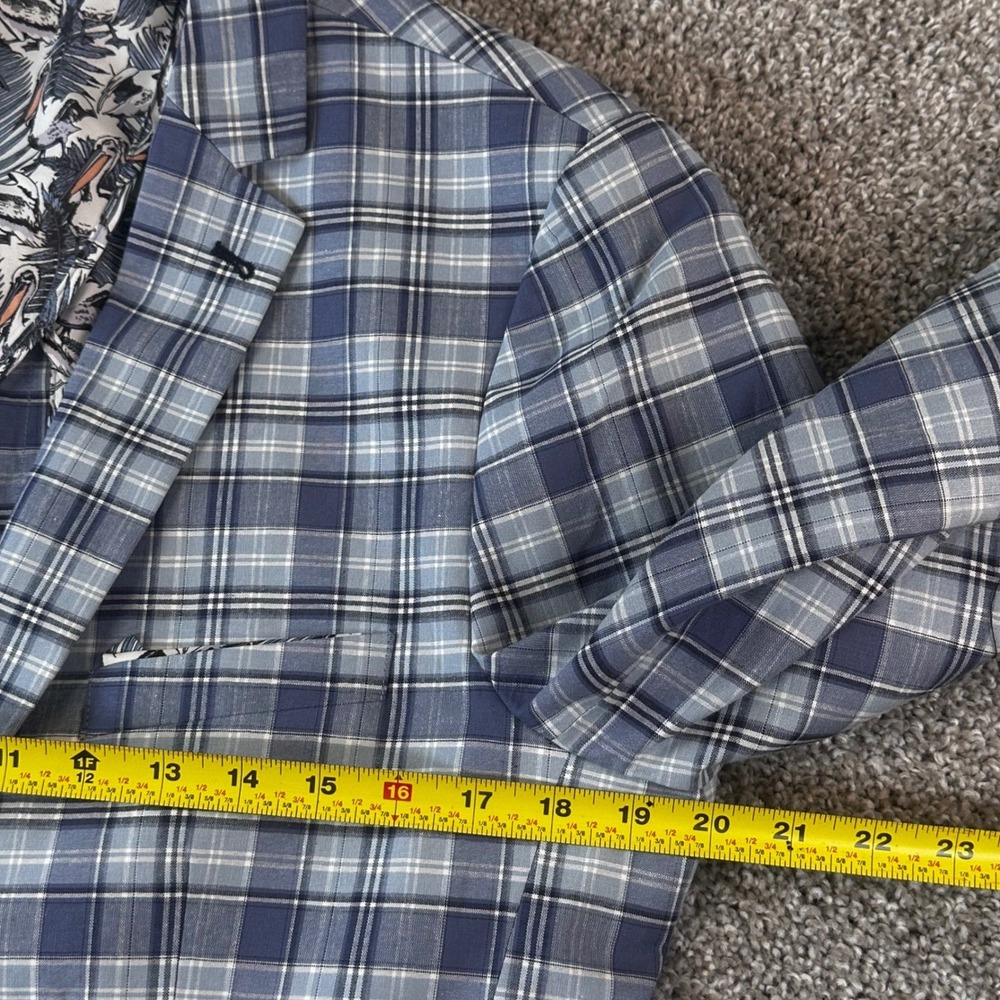 Paisley & Gray Blazer Mens 42R Plaid Slim Fit Cotton Stretch Sport Coat Preppy - Picture 6 of 11